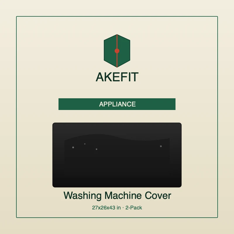 AKEfit Washing Machine Cover 2-Pack — 27 x 26 x 43 inch waterproof dustproof washer dryer cover with zipper in grey